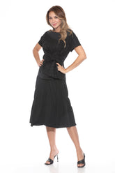 Puckered S/S Top w/ Bow Tie - CARINE